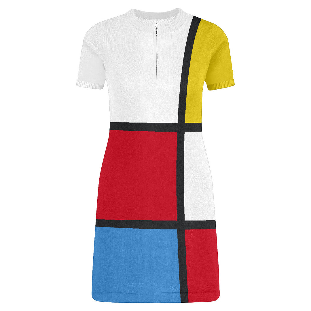 Women's white collage vintage knit dress