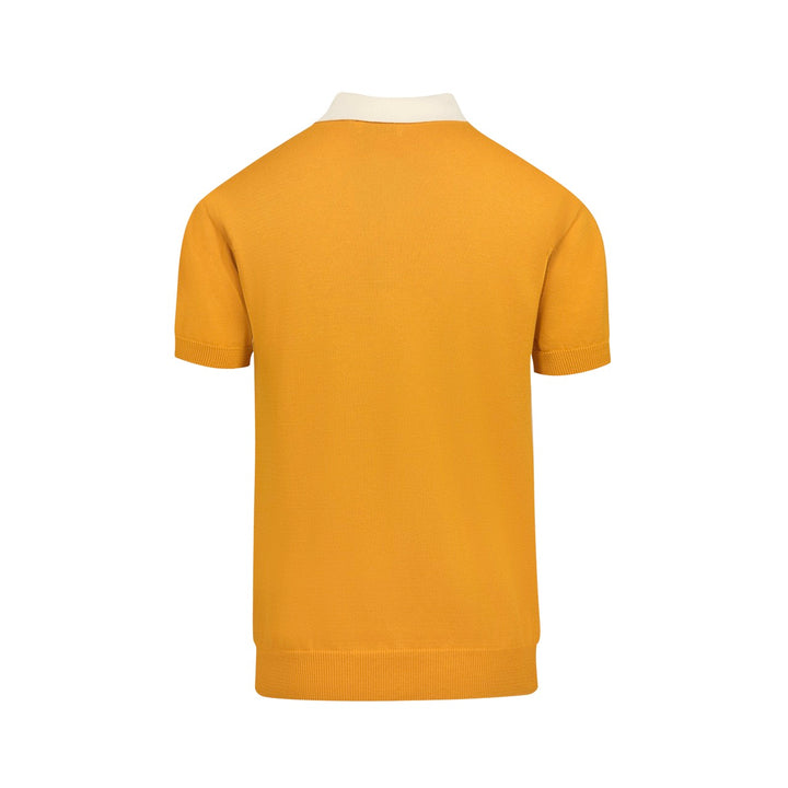 Men's yellow tiger Jacquard vintage knit polo shirt