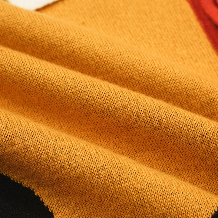 Men's yellow tiger Jacquard vintage knit polo shirt