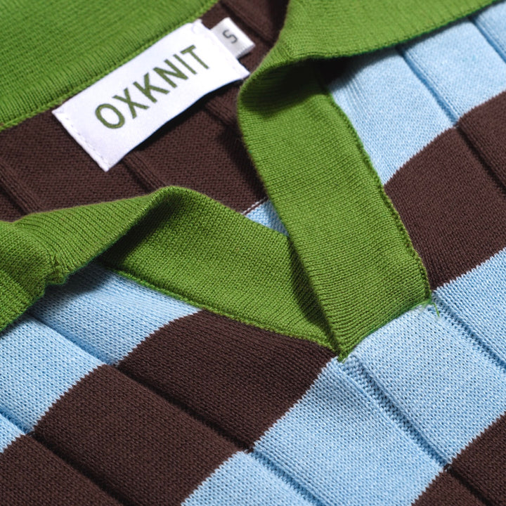Camisa polo masculina de malha casual jacquard com buraco de café