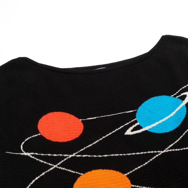 Women's black cross shoulder knit T-shirt - short version size