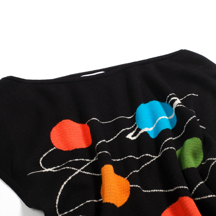 Women's black cross shoulder knit T-shirt - short version size