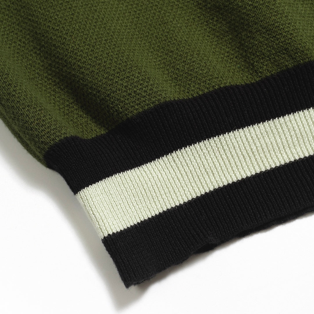 Women's green cat jacquard knitted T-shirt