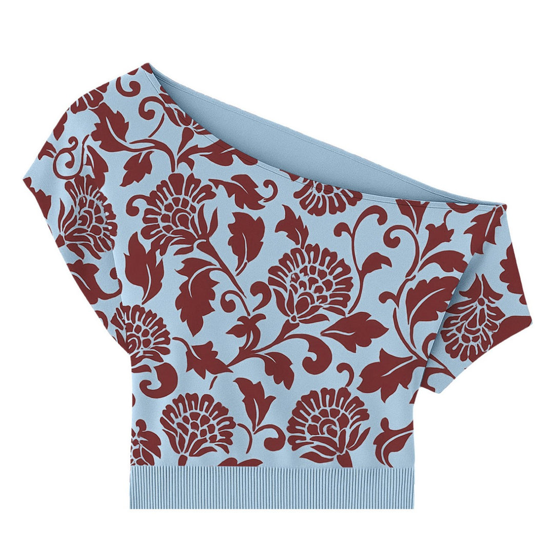 Frauen Orange Cat Flower Jacquard Strickwege