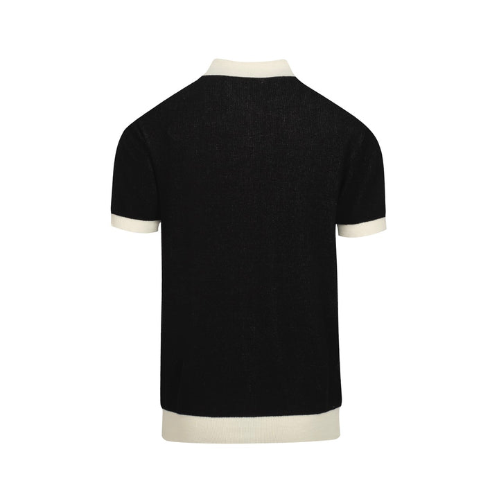 Men's black rose jacquard knitted cardigan