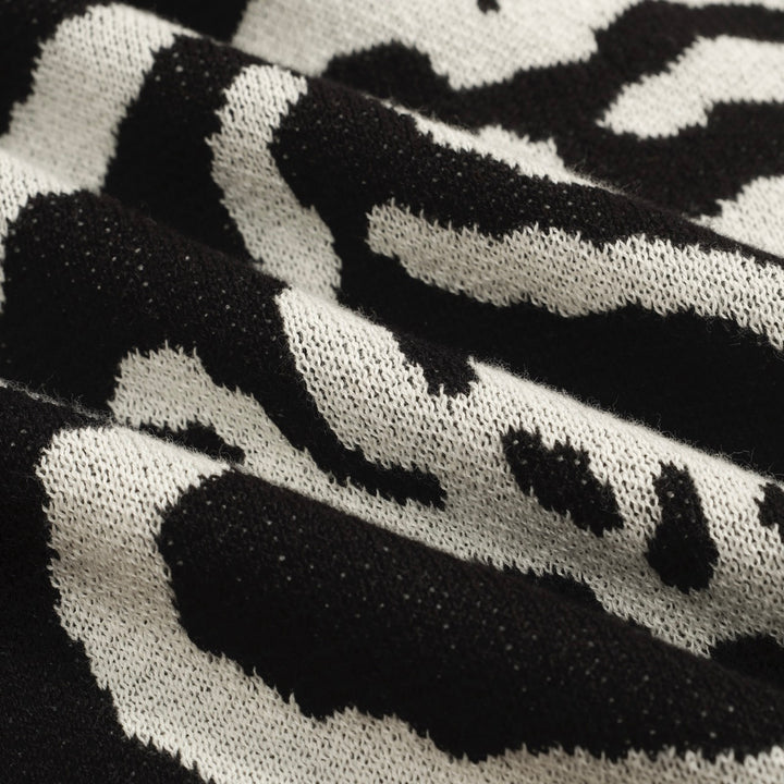 Men's black rose jacquard knitted cardigan