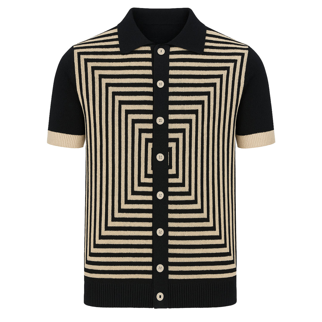 Cardigan in maglia casual a strisce vintage navy maschile