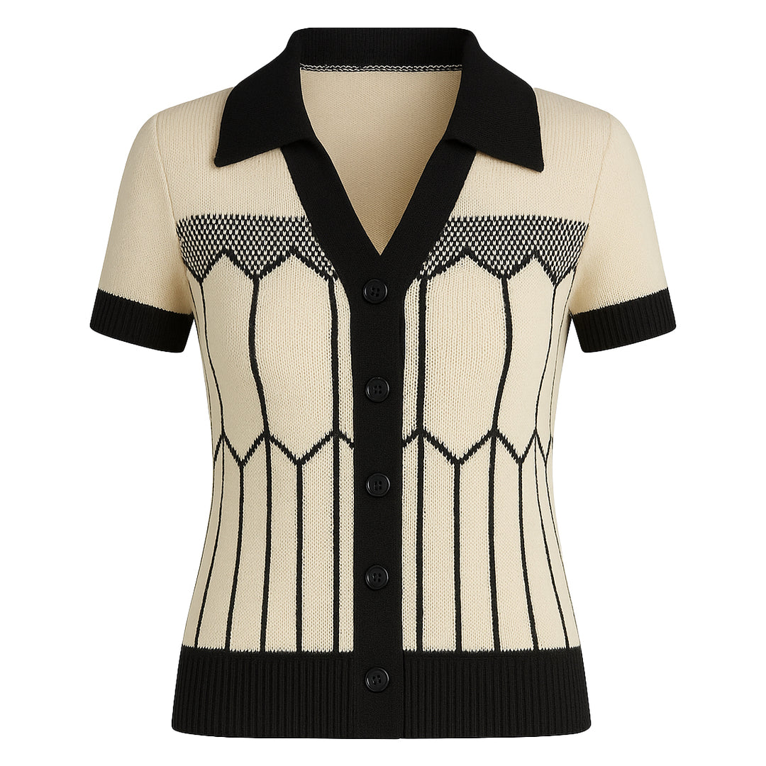 Women's black fashion vintage jacquard cardigan