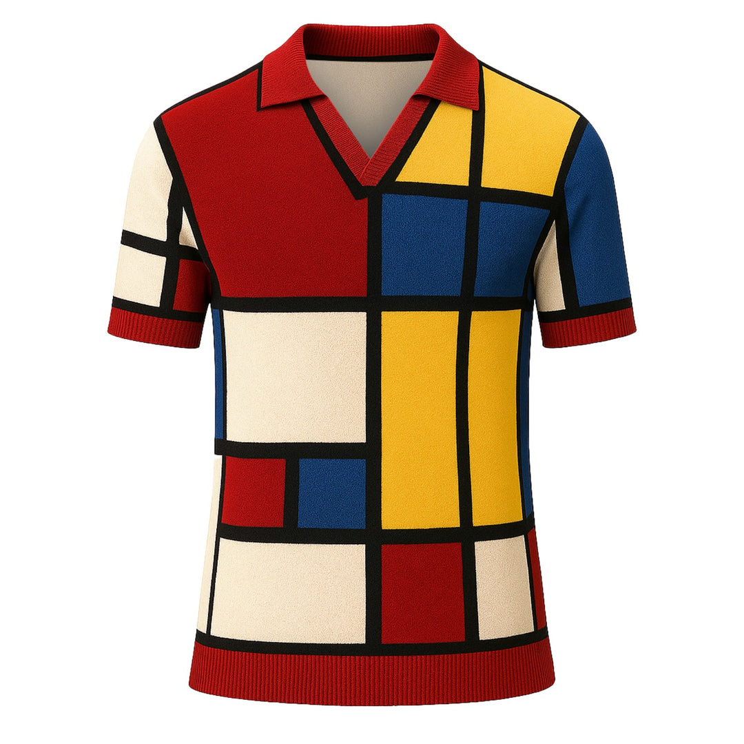 Polo en tricot à col en v à col en V pour hommes