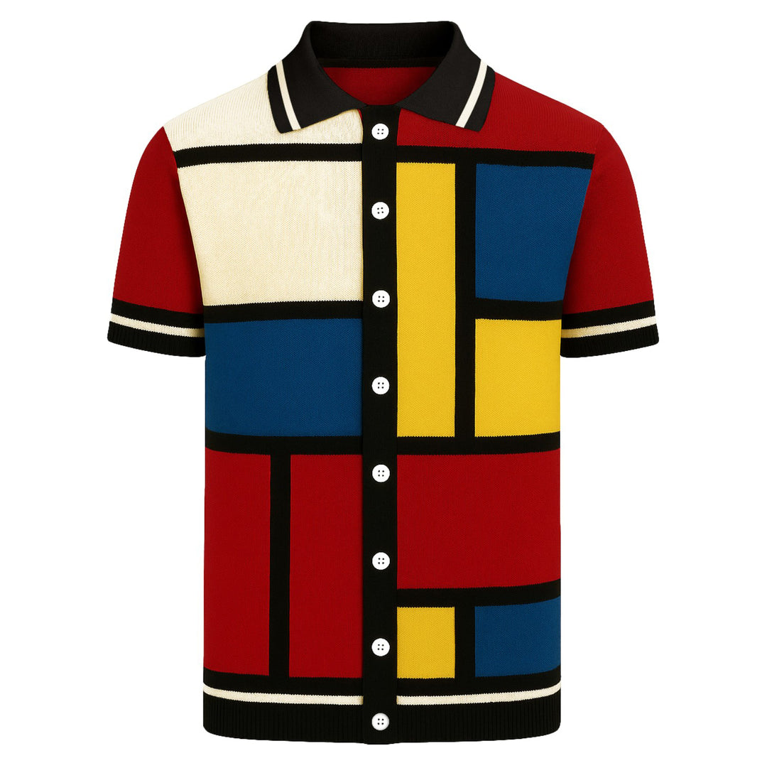 Men's collage vintage jacquard 60's knit cardigan