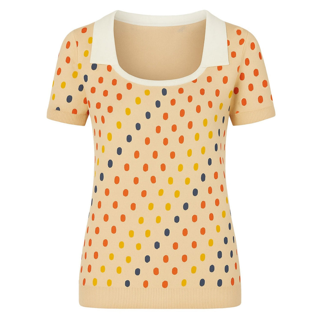 Shirt da polo jacquard a pois kaki femminile jacquard