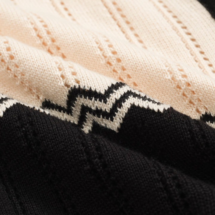 Women's black vintage textured jacquard V-neck cardigan