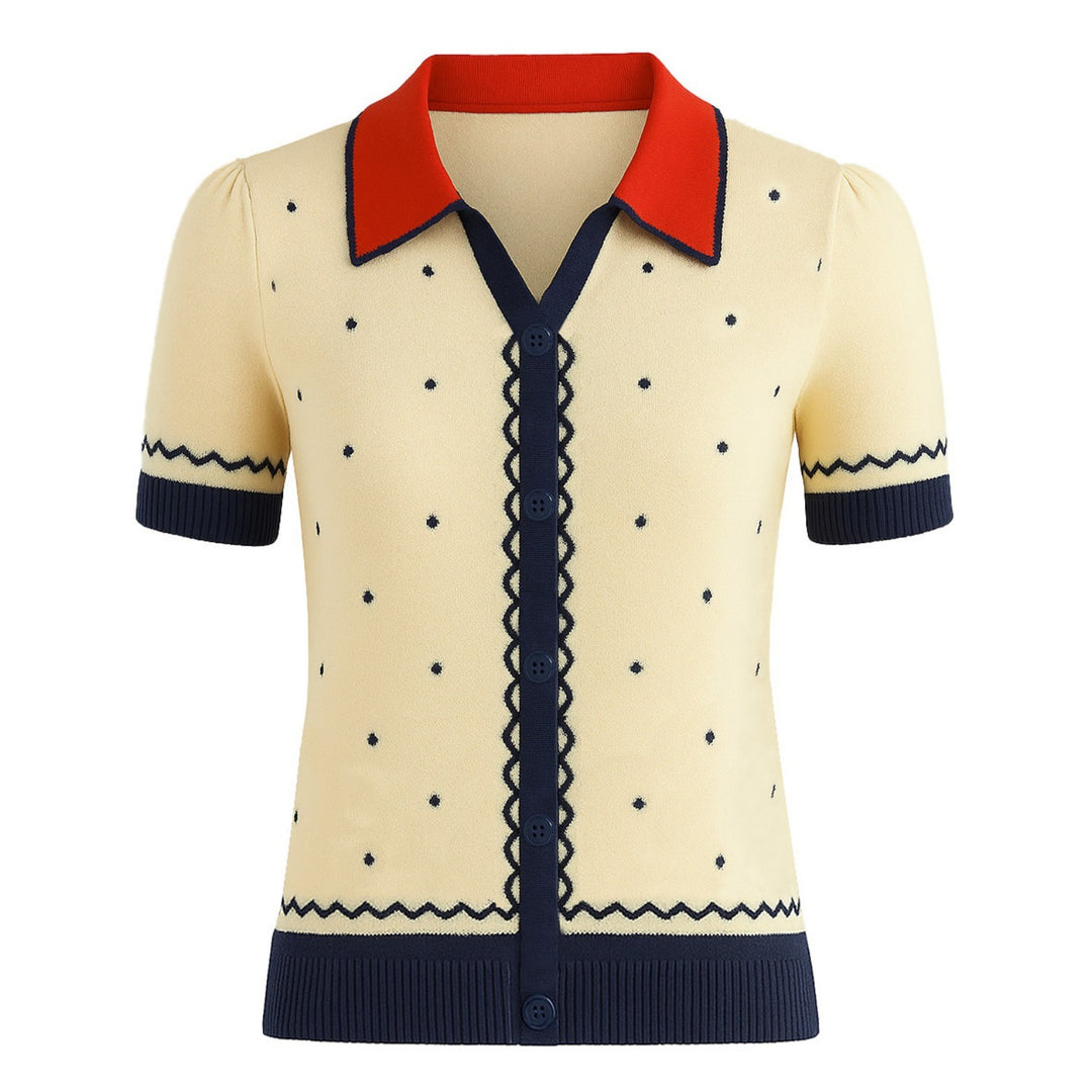 Women's apricot vintage jacquard cardigan