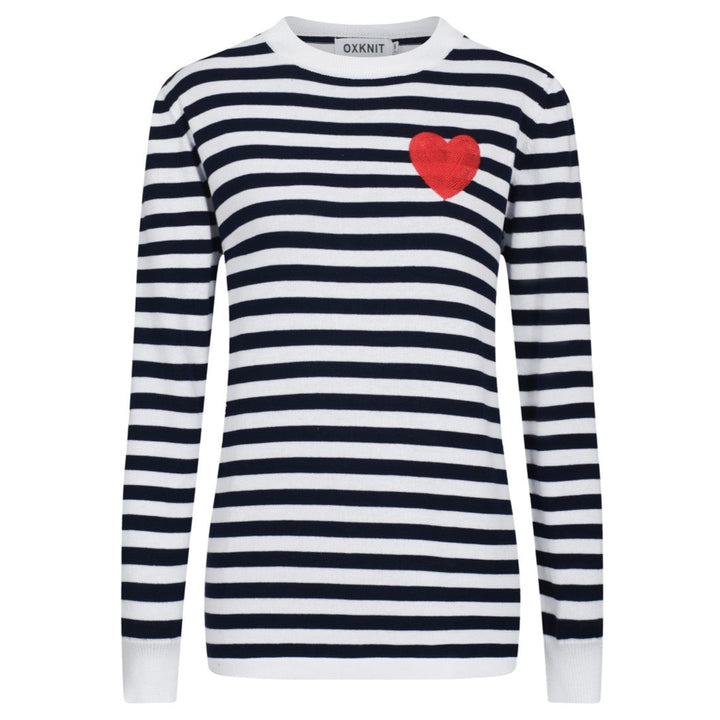 Women's stripe love vintage knit long-sleeved knitwear