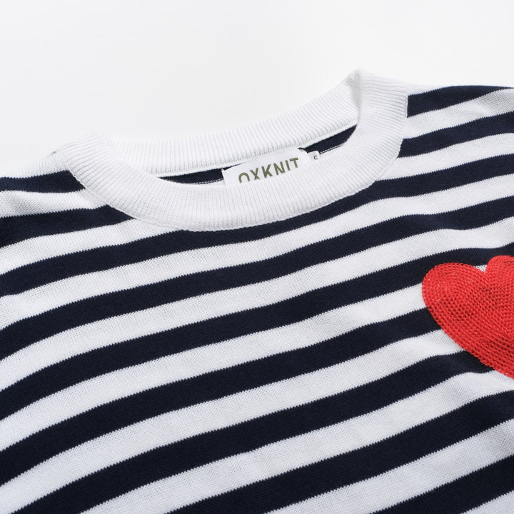 Women's stripe love vintage knit long-sleeved knitwear