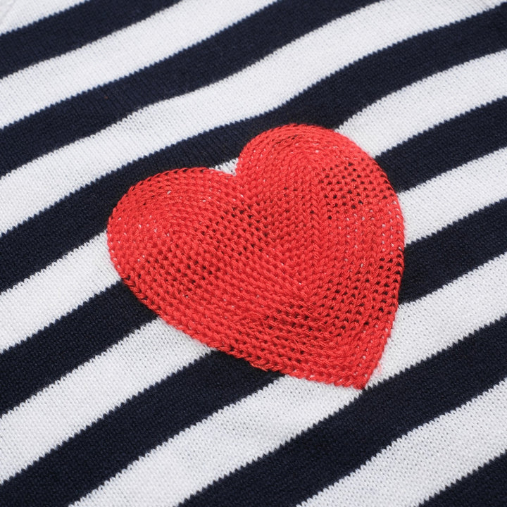 Women's stripe love vintage knit long-sleeved knitwear