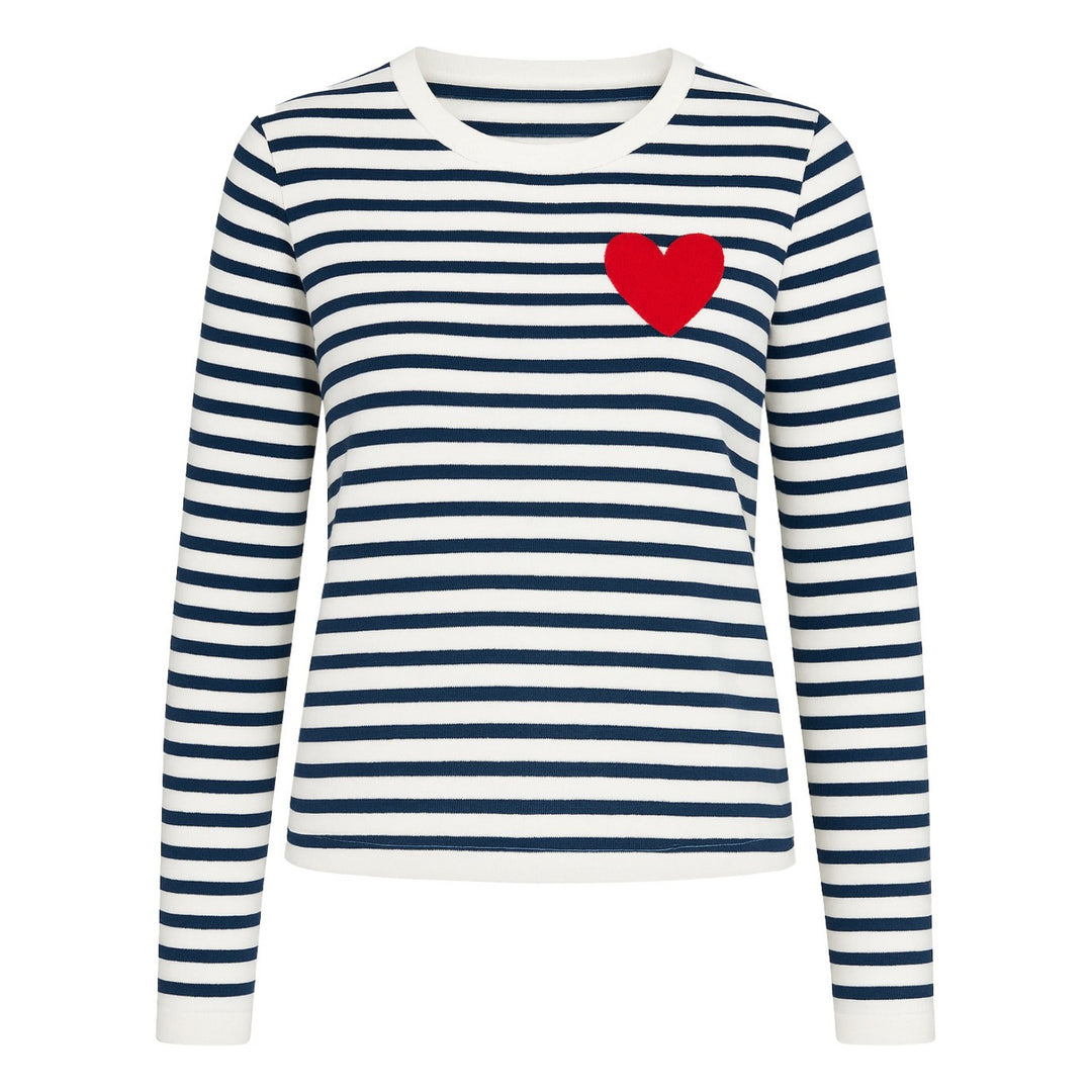 Women's stripe love vintage knit long-sleeved knitwear