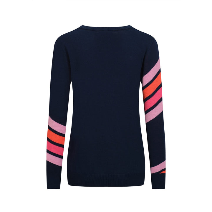 Women's dark blue vintage diagonal stripe knitwear