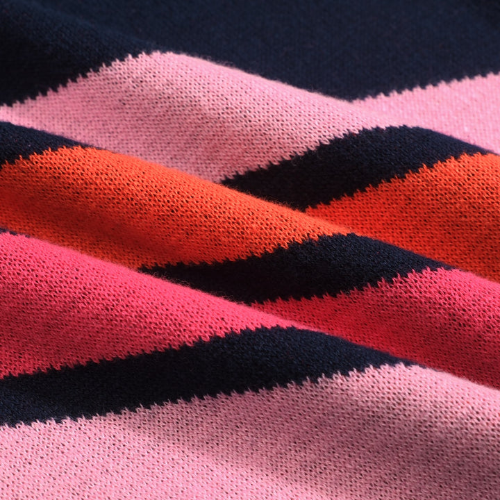 Women's dark blue vintage diagonal stripe knitwear