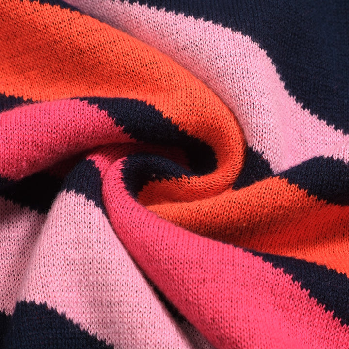 Women's dark blue vintage diagonal stripe knitwear