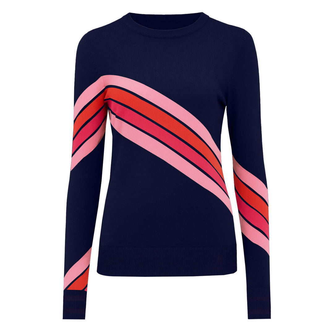 Women's dark blue vintage diagonal stripe knitwear