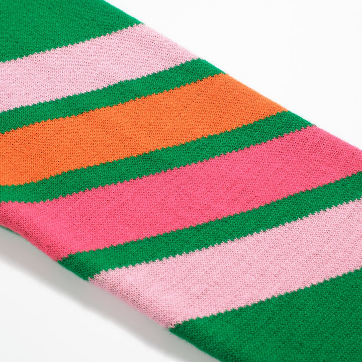 Women's vintage green diagonal stripe jacquard knitwear