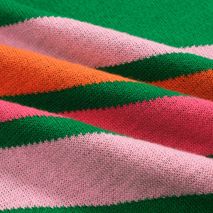 Women's vintage green diagonal stripe jacquard knitwear