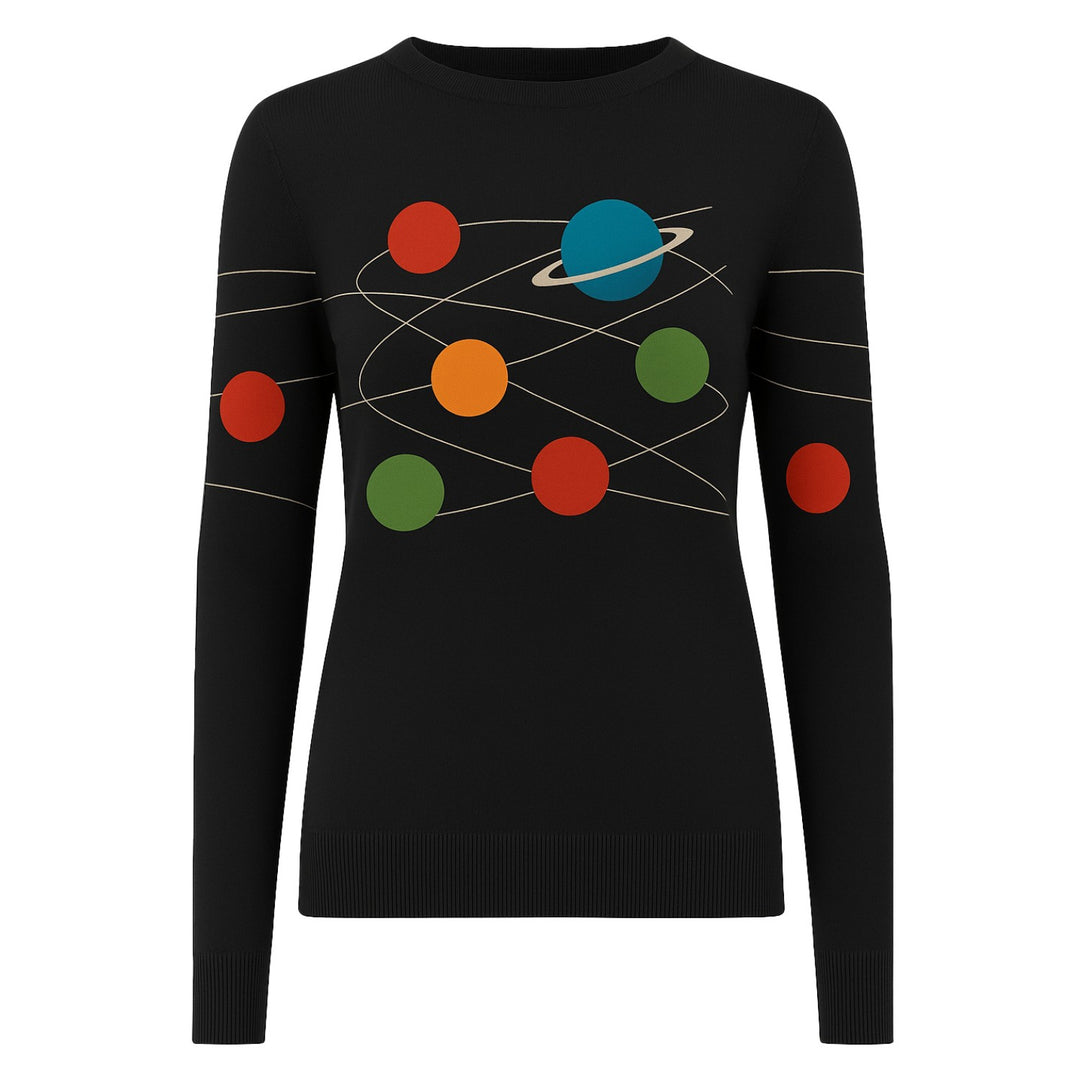 Women's black vintage Planet jacquard knitwear