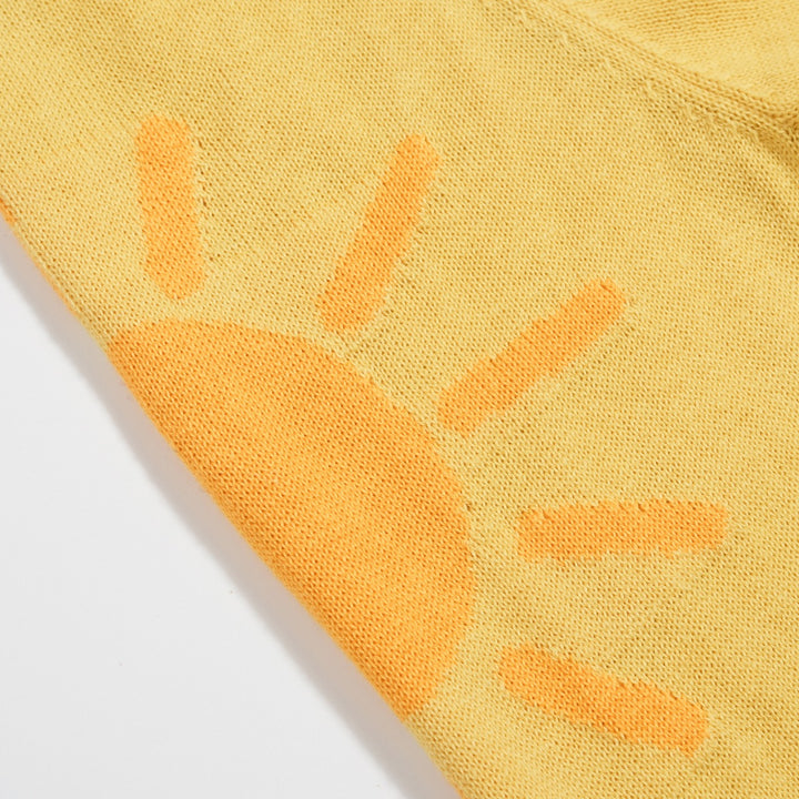 Women's vintage yellow rainbow jacquard knitwear