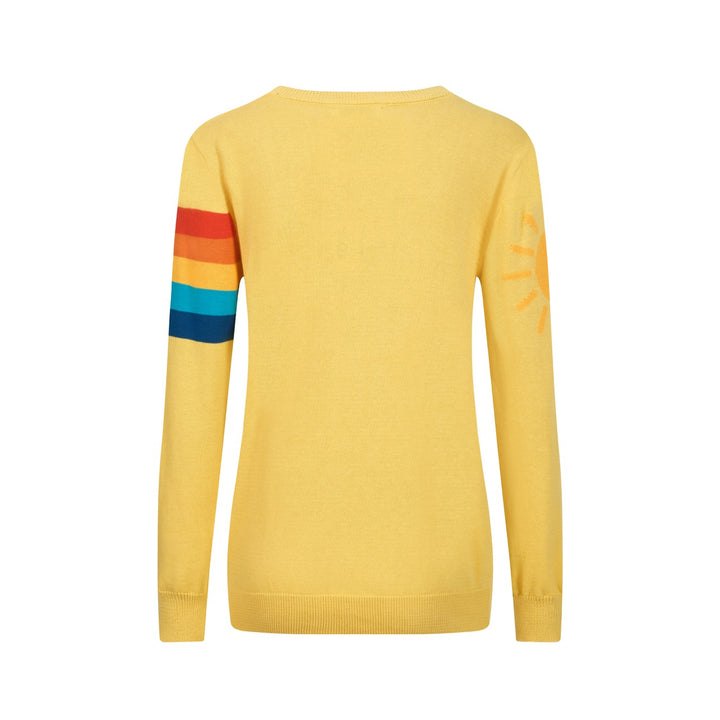 Women's vintage yellow rainbow jacquard knitwear