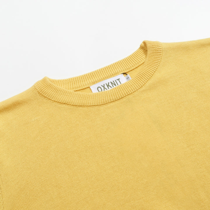 Women's vintage yellow rainbow jacquard knitwear