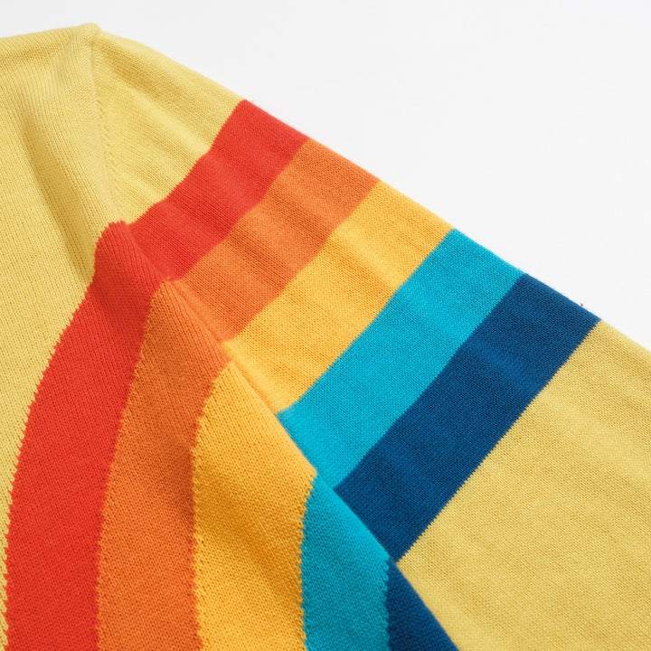 Women's vintage yellow rainbow jacquard knitwear