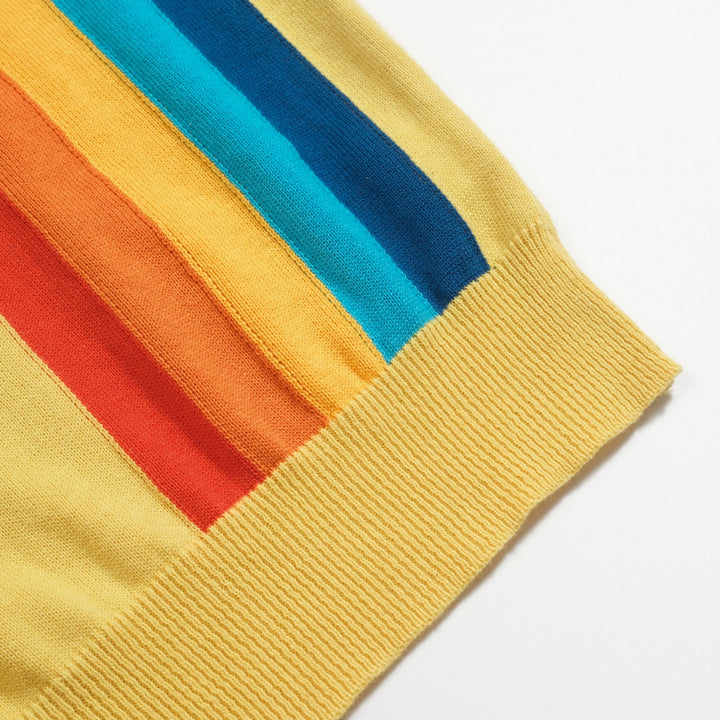 Women's vintage yellow rainbow jacquard knitwear