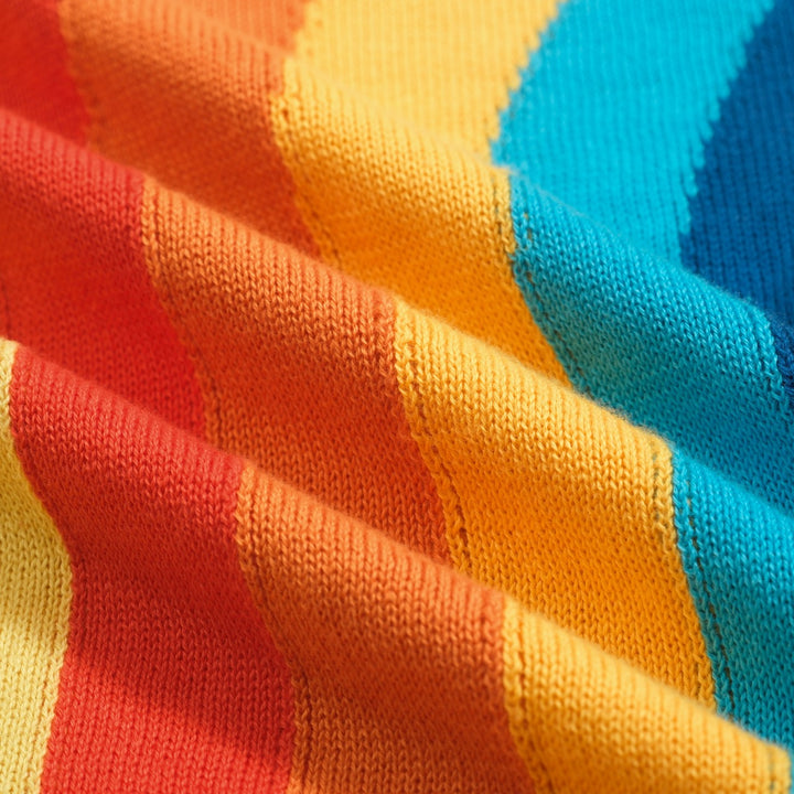 Women's vintage yellow rainbow jacquard knitwear