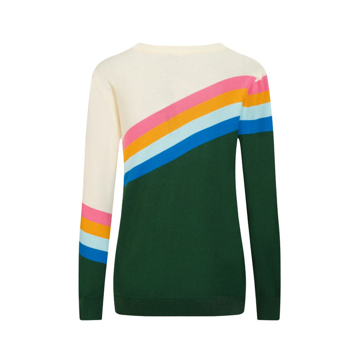 Women's green diagonal stripe vintage knitwear