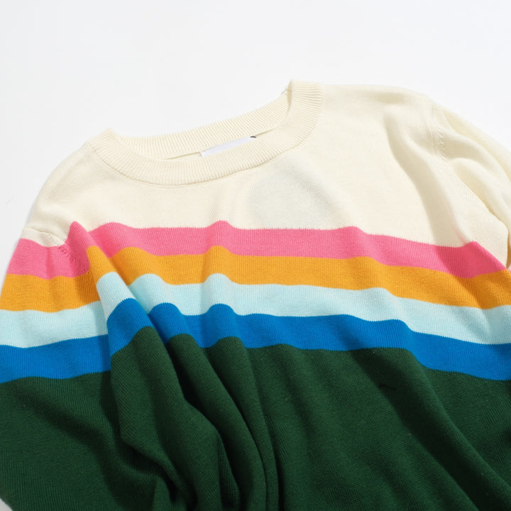 Women's green diagonal stripe vintage knitwear