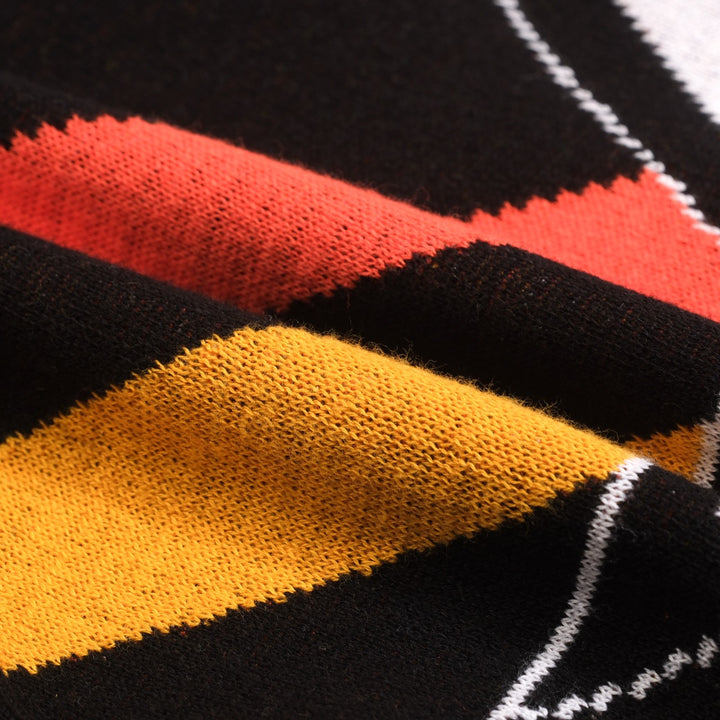 Women's black stripe star vintage knit knitwear