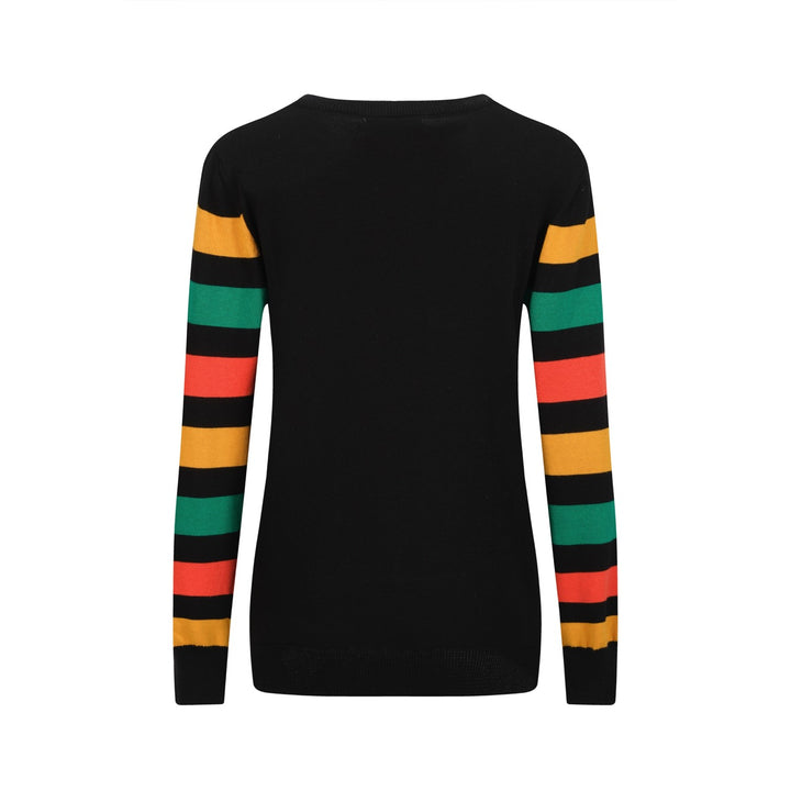 Women's black stripe star vintage knit knitwear