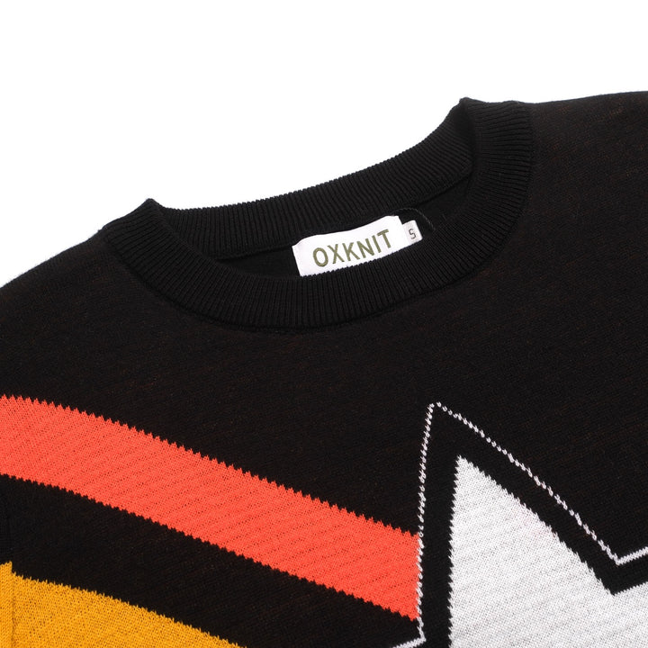 Women's black stripe star vintage knit knitwear