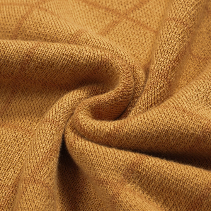 Polo da uomo con scollo a V jacquard da strada retrò kaki