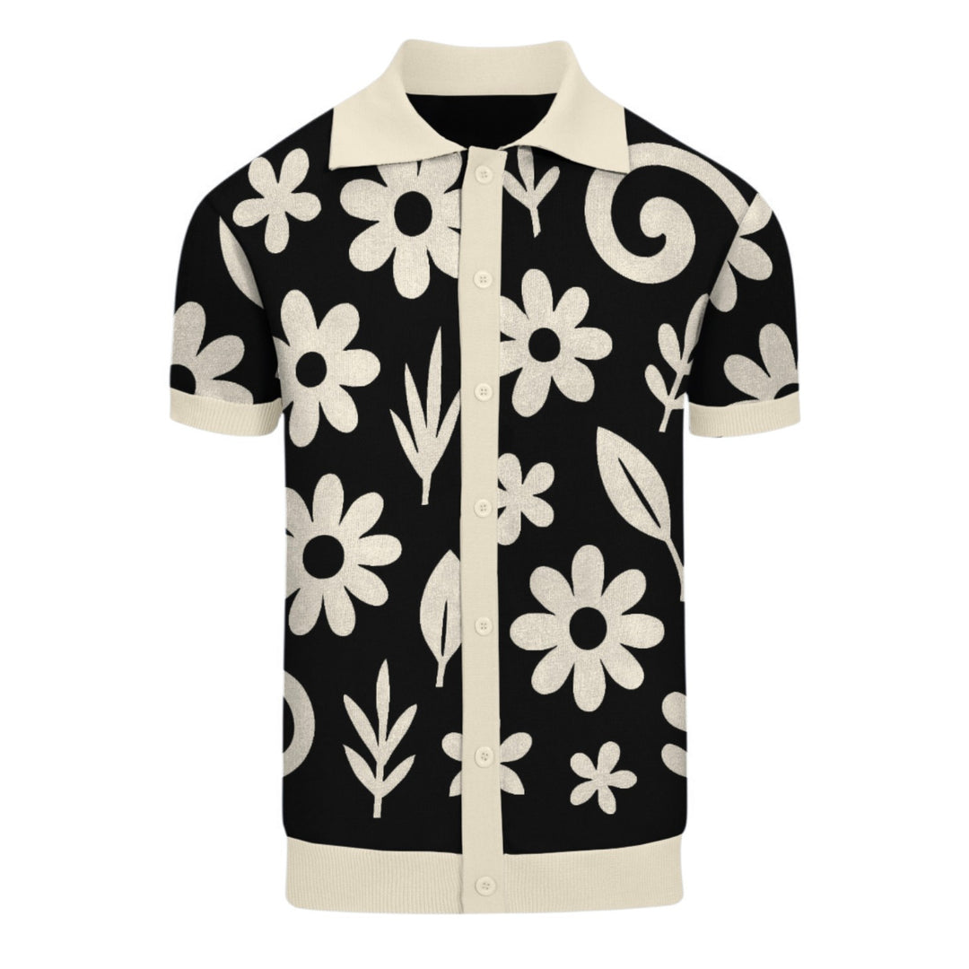 Herr Black Vintage Floral Jacquard Street Stick Cardigan