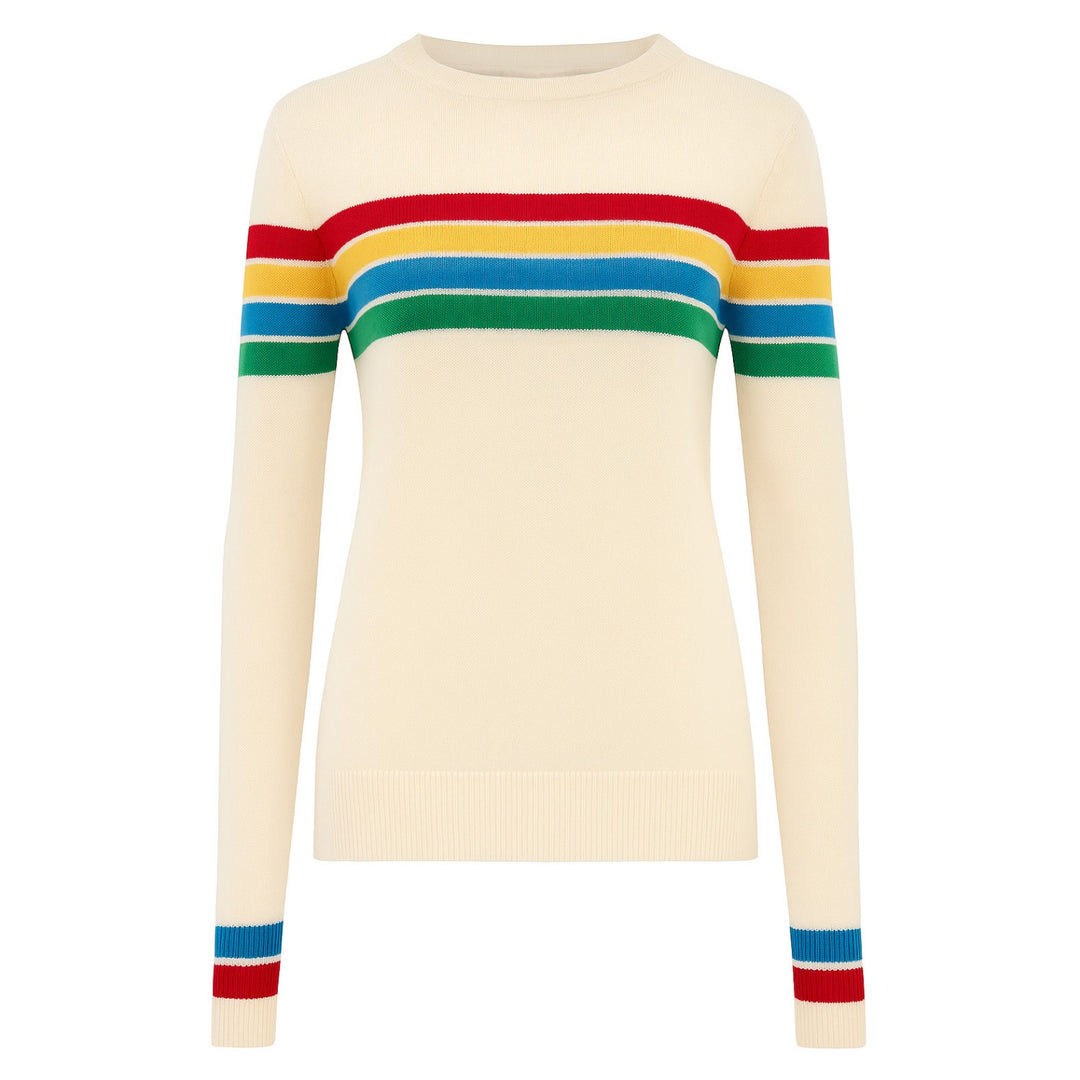 Femmes crème blanches à rayures Jacquard Knitwear