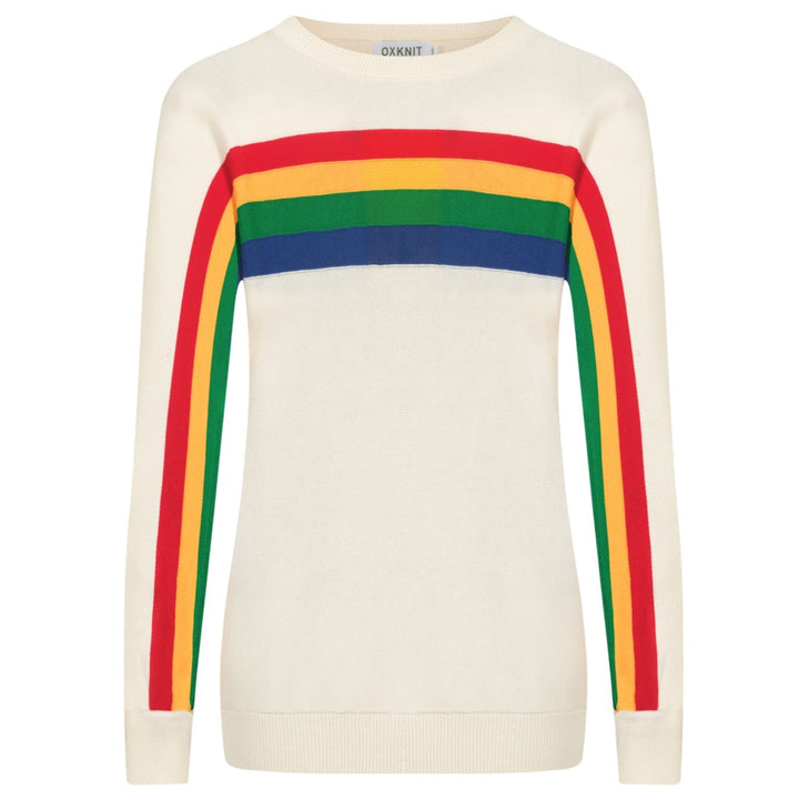 Women's vintage rainbow Jacquard stripes knitwear