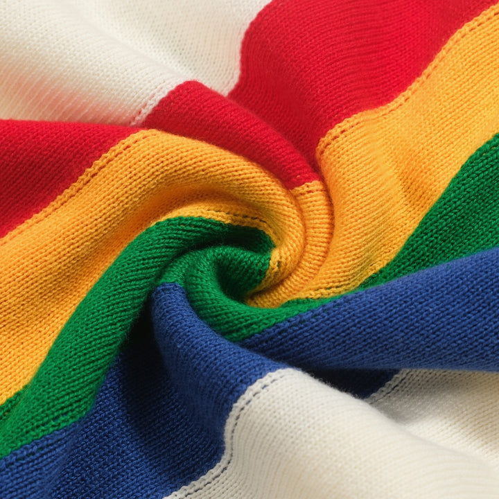 Women's vintage rainbow Jacquard stripes knitwear