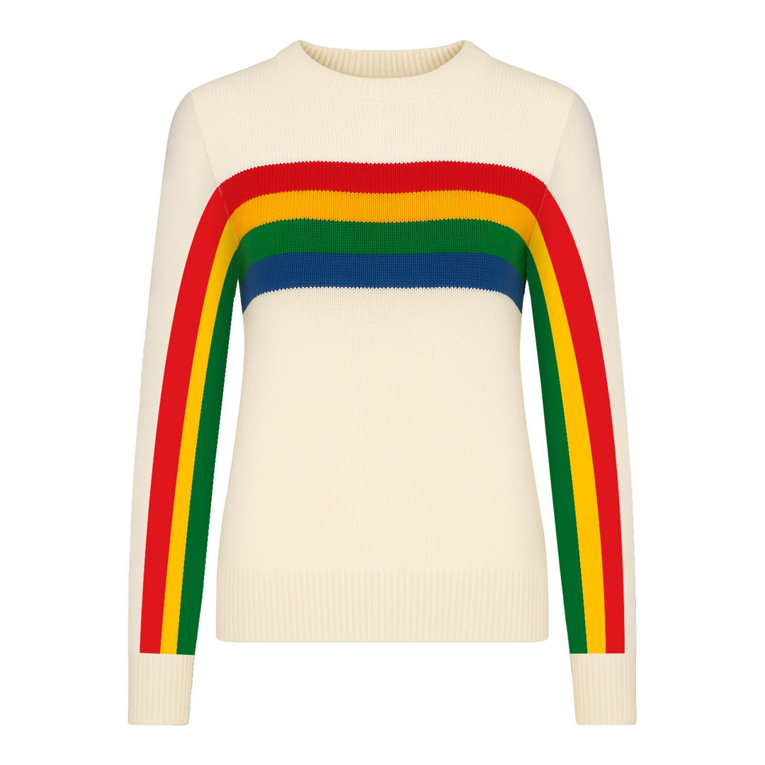 Women's vintage rainbow Jacquard stripes knitwear