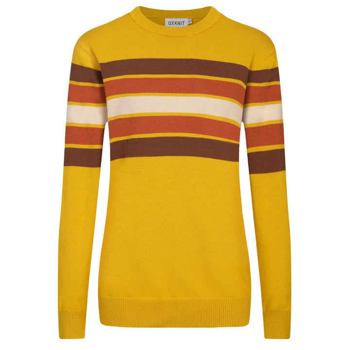Women's yellow striped vintage jacquard knitwear