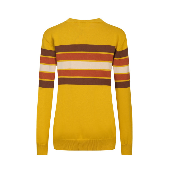 Women's yellow striped vintage jacquard knitwear