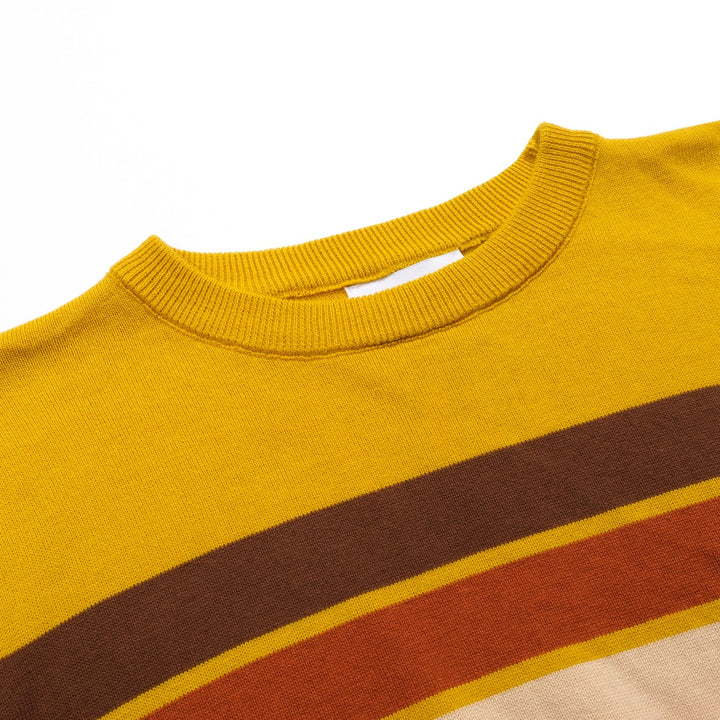 Women's yellow striped vintage jacquard knitwear
