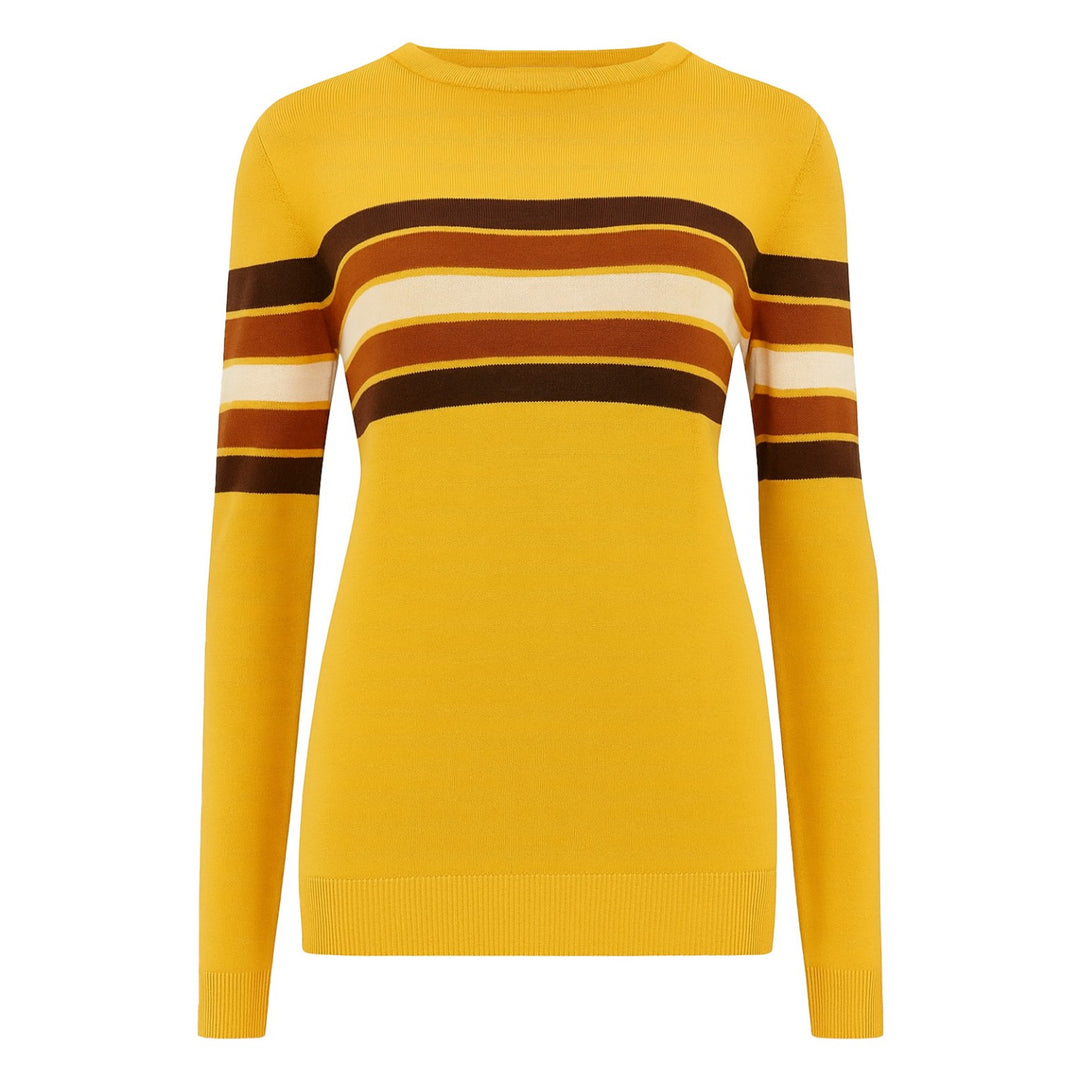 Women's yellow striped vintage jacquard knitwear