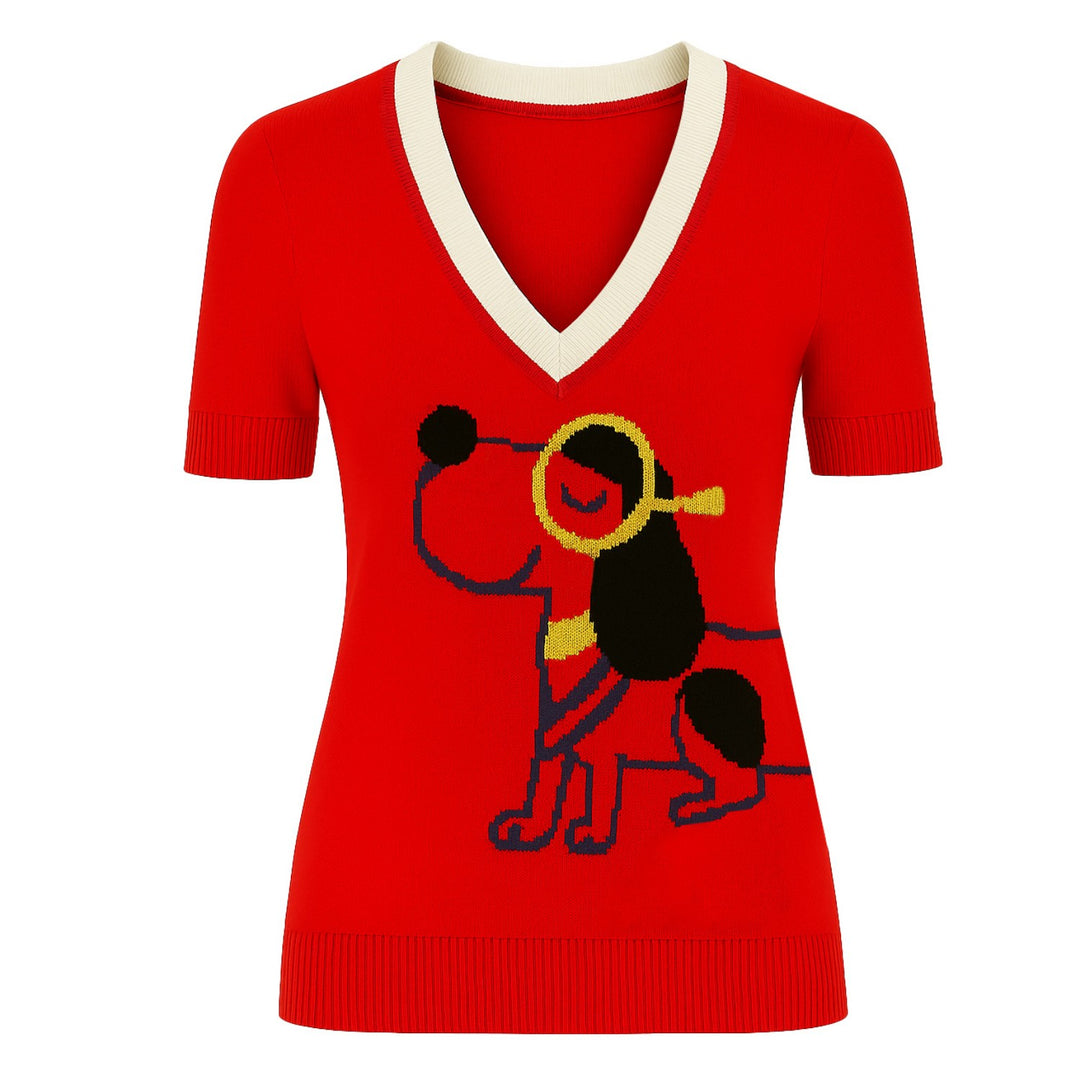 Camiseta Red Vintage Vintage Jacquard V-Shirt